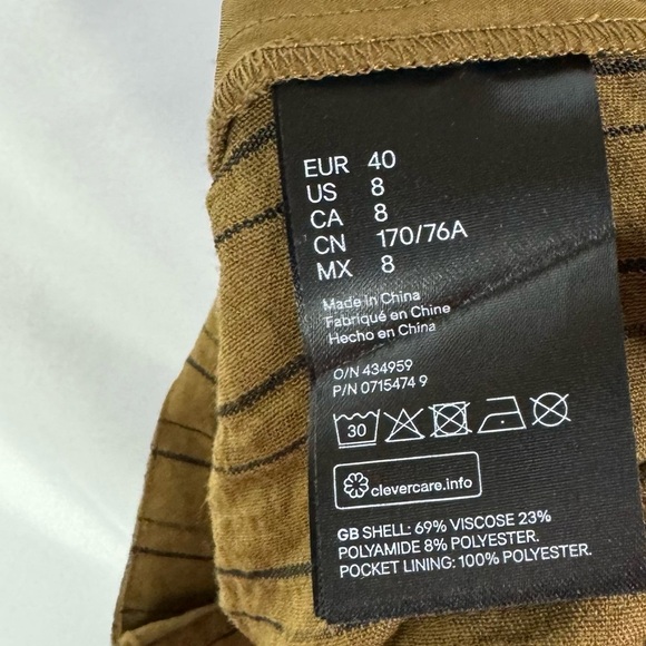 H&M Brown Stripe Button Front Paperbag Skirt 8 - Picture 6 of 6